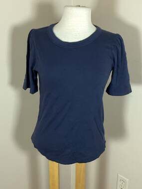 Faherty Navy Blue Cloud Puff Sleeve Tee Size S